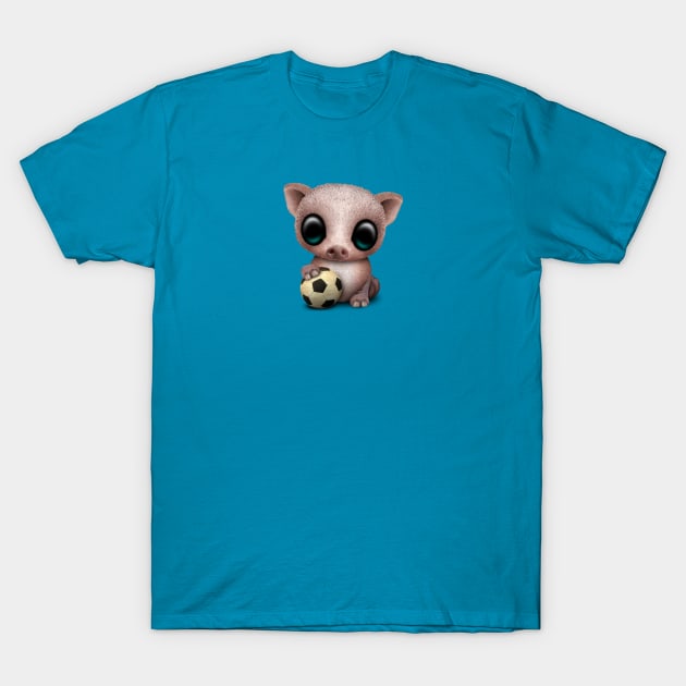 Cute Baby Pig With Football Soccer Ball T-Shirt by jeffbartels